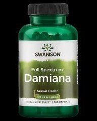 Пищевая добавка Swanson листья Дамианы (Turnera Diffusa) 510 мг., 100 капсул. цена и информация | Витамины и добавки для хорошего самочувствия | hansapost.ee