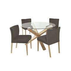 Обеденный стол Home4You Turin с 4 стульями, золотисто-коричневый цена и информация | Комплекты мебели для столовой | hansapost.ee