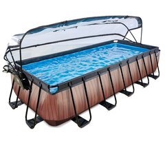 Каркасный бассейн с песочным фильтром, навесом и тепловым насосом Exit Wood, 540x250x100 см, коричневый цена и информация | Бассейны | hansapost.ee