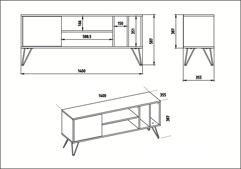 TV laud Kalune Design Mistico 140 cm, pruun/valge Internetist