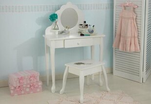 KidKraft Medium туалетный столик и стул (белый) цена и информация | Детские столы и стулья | hansapost.ee