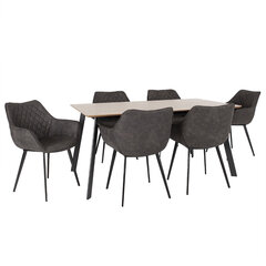 Комплект столовой мебели Home4You Helena 1 с 6 стульями (890505185), тёмно-серый цена и информация | Комплекты мебели для столовой | hansapost.ee