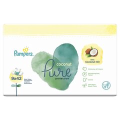 Salvrätikud PAMPERS Coconut Pure, 9x42 tk. hind ja info | Niisked salvrätikud lastele | hansapost.ee