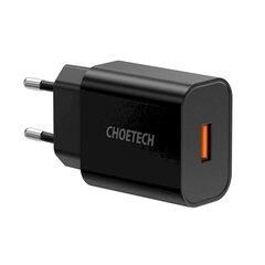 Choetech USB travel wall charger 18W Power Delivery black (Q5003-EU) цена и информация | Зарядные устройства для телефонов | hansapost.ee