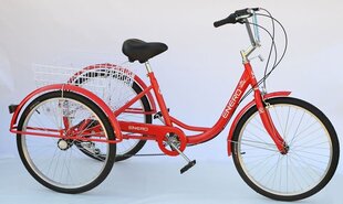 Трехколесный реабилитационный велосипед Enero Rower 24", 6 передач, красный цена и информация | Для велосипедов | hansapost.ee