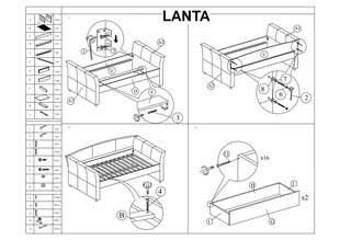 Кровать Signal Meble Lanta с ящиками, 90x200 см, серая цена и информация | Кровати | hansapost.ee