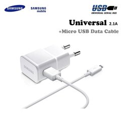 Зарядное устройство Samsung ETA-U90EWE Universal USB Plug 2A Charger + ECB-DU4EWE Micro USB Cable White (OEM) цена и информация | Зарядные устройства для телефонов | hansapost.ee