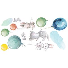 Интерьерная наклейка - Зайцы и красочные воздушные шары цена и информация | Декоративные наклейки | hansapost.ee
